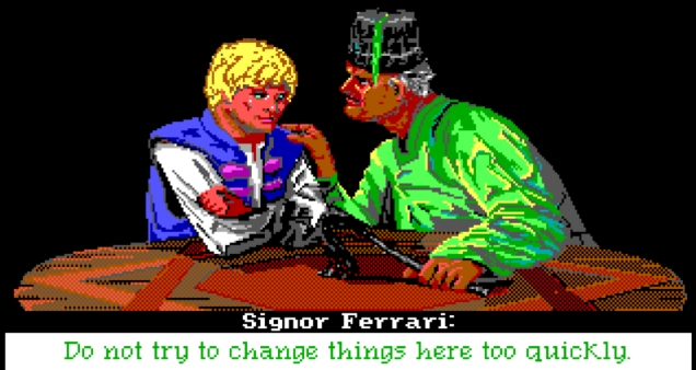 Signor Ferrari Lecturing the Hero in Quest For Glory II